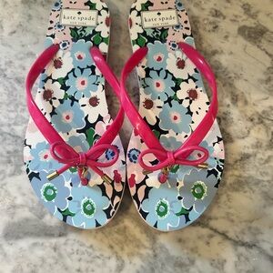 Kate Spade Floral Flip Flops with Pink Straps